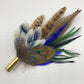 Peacock, Blue, Green & Natural Feather Hat Pin (CFP271)