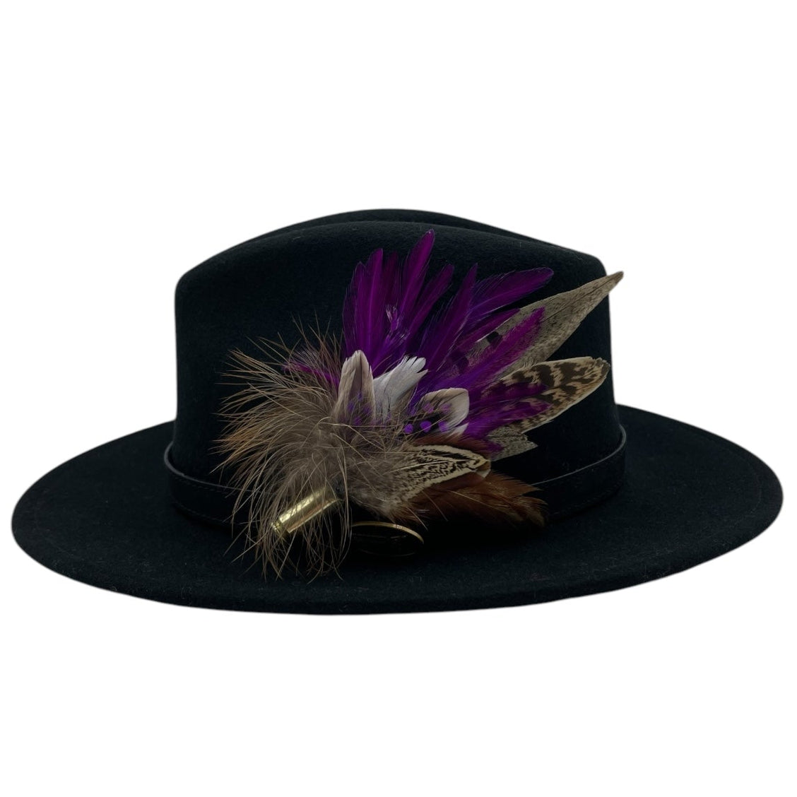 Purple & Natural Feather Hat Pin (CFP781)