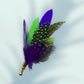 Purple & Lime Feather Lapel Pin set in a Gold Clasp (CFLP090)