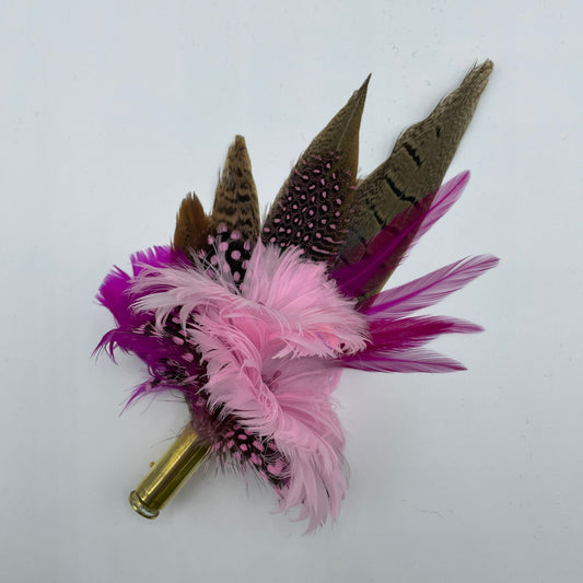 Fuchsia, Pink & Natural Feather Hat Pin (CFP557)