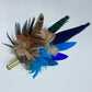 Peach, Coffee, Turquoise & Blue Feather Hat Pin (CFP405)