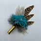 Turquoise & Natural Feather Hat Pin (CFP519)