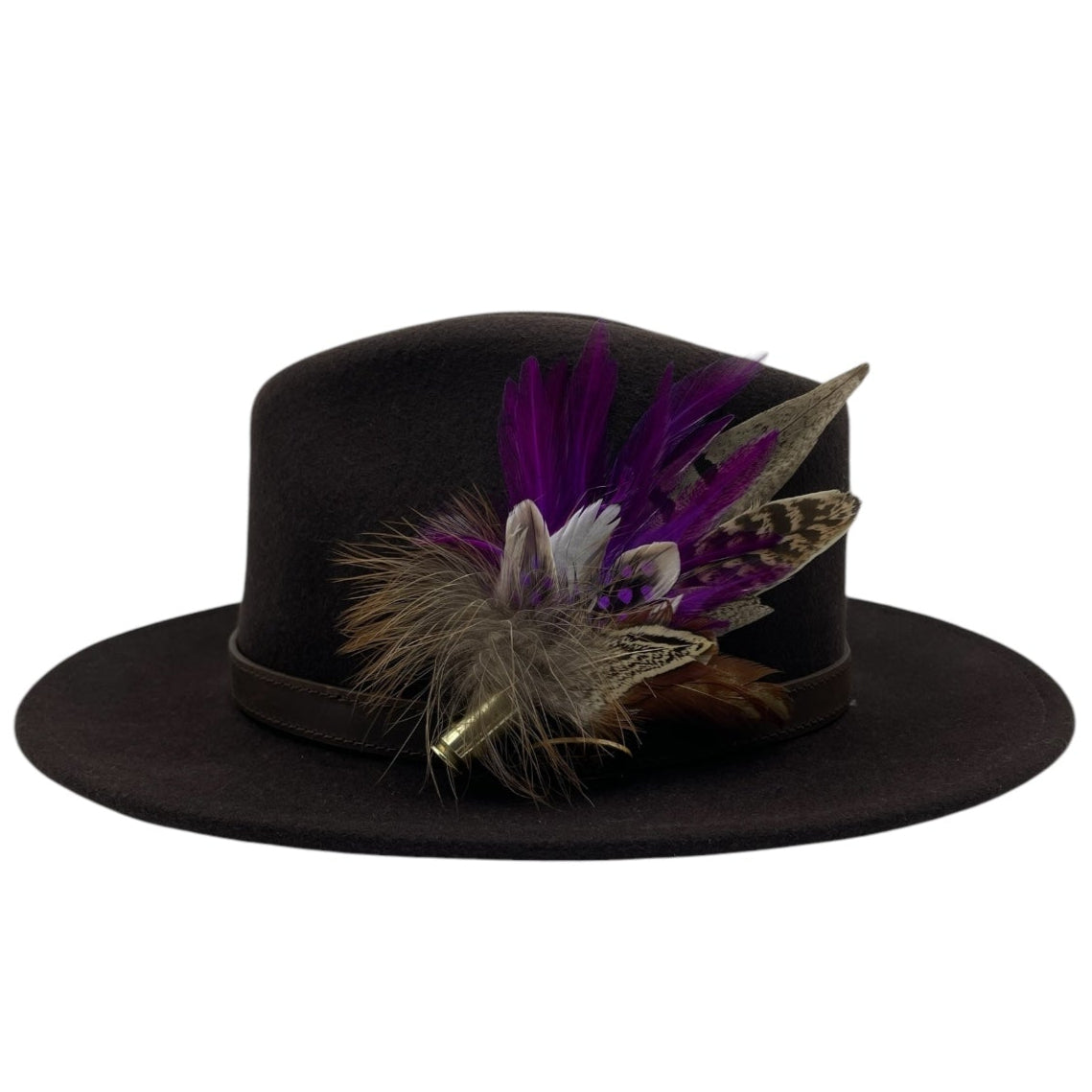 Purple & Natural Feather Hat Pin (CFP781)