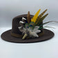 Peacock, Mustard & Natural Feather Hat Pin (CFP338)