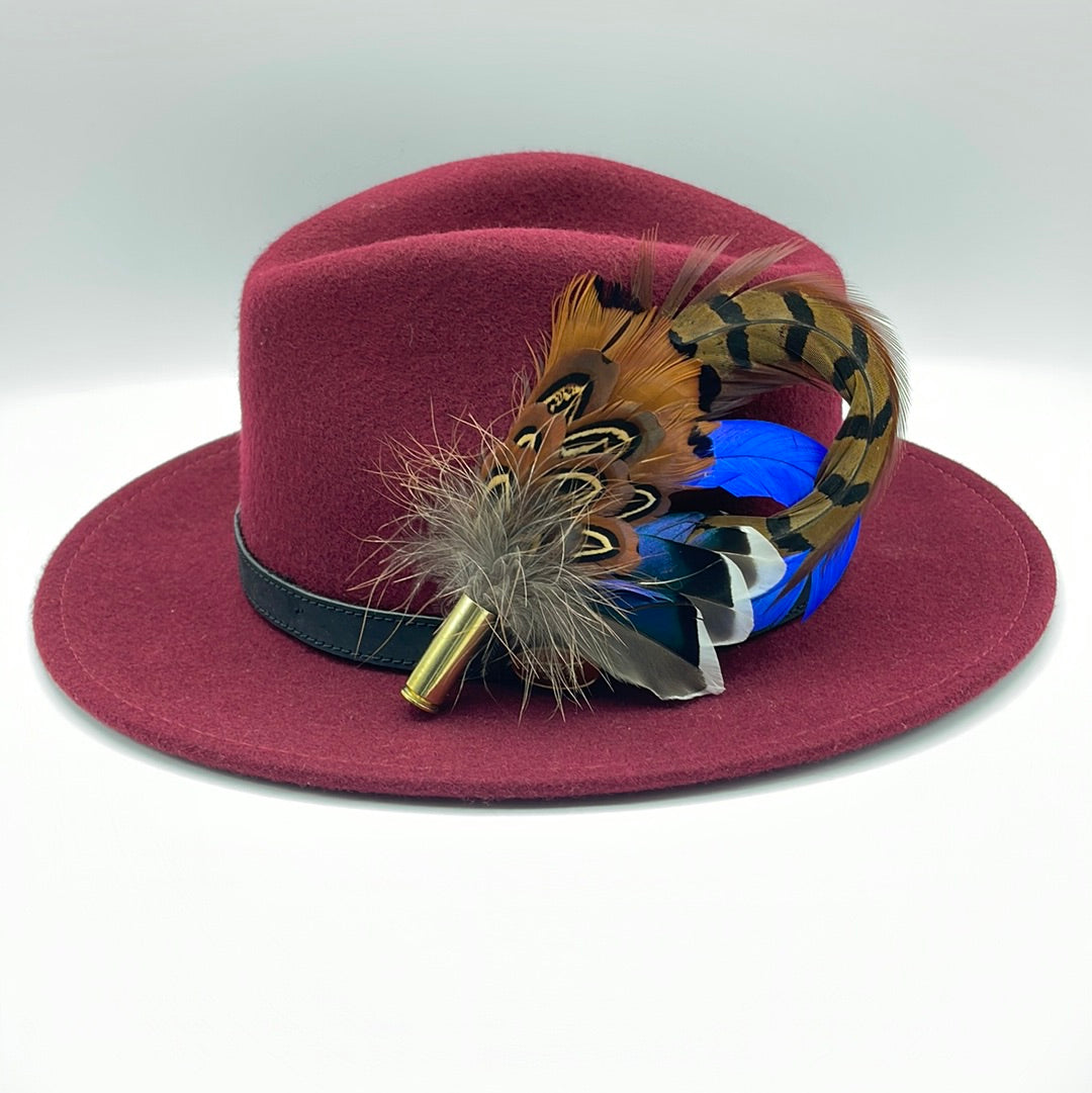 Royal Blue & Natural Feather Hat Pin (CFP276)