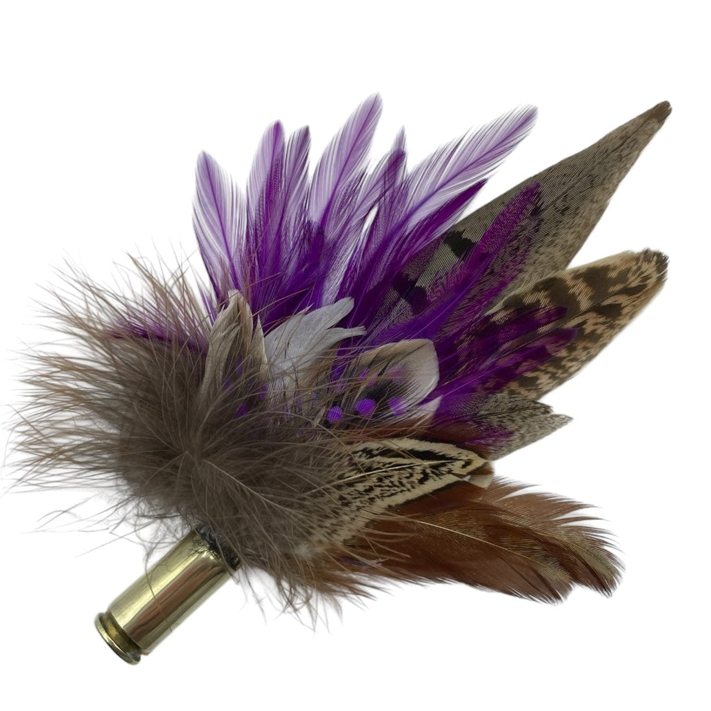 Purple & Natural Feather Hat Pin (CFP781)