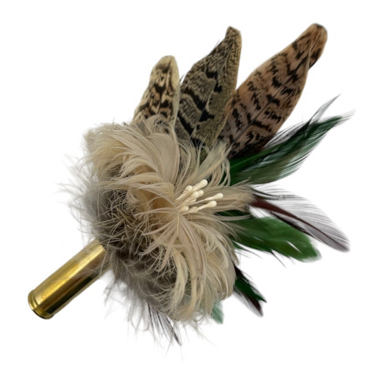 Cream, Green & Natural Feather Hat Pin (CFP645)