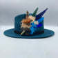 Peach, Coffee, Turquoise & Blue Feather Hat Pin (CFP405)