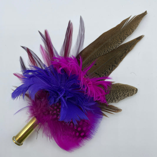 Fuchsia, Purple & Natural Feather Hat Pin (CFP546)