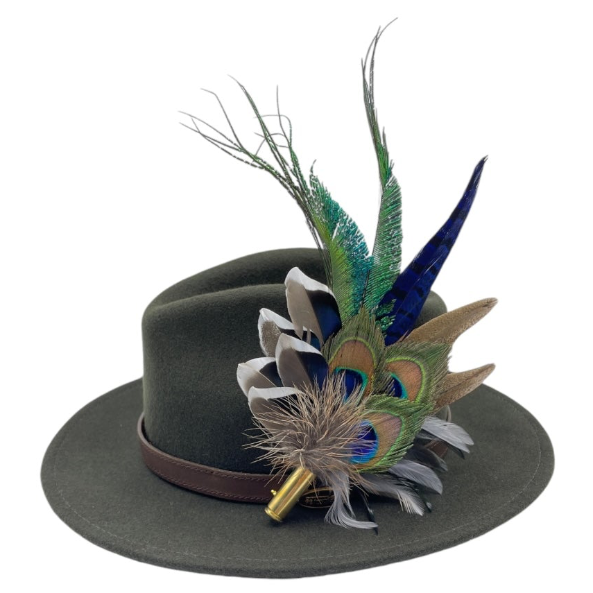 Blue & Natural Feather Hat Pin (CFP683)