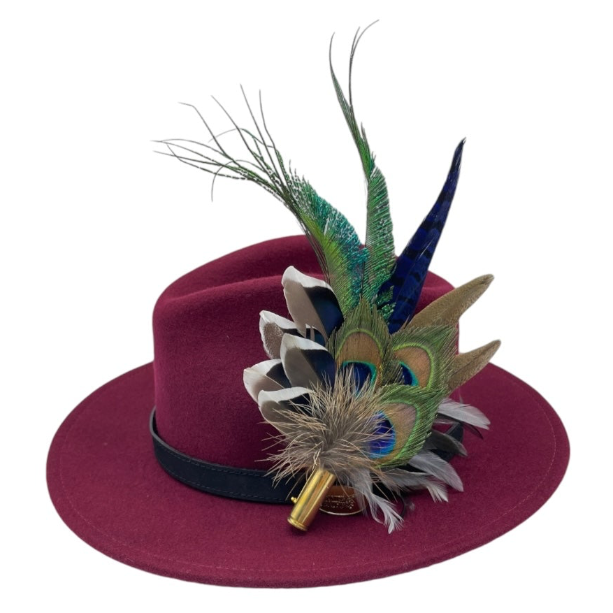 Blue & Natural Feather Hat Pin (CFP683)