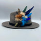 Peach, Coffee, Turquoise & Blue Feather Hat Pin (CFP405)