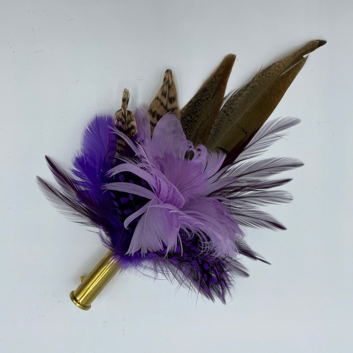 Purple, Lilac & Natural Feather Hat Pin (CFP549)