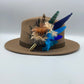 Peach, Coffee, Turquoise & Blue Feather Hat Pin (CFP405)