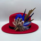 Blue, Red & Natural Feather Hat Pin (CFP395)