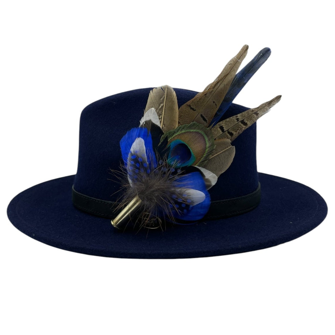 Blue & Natural Feather Hat Pin (CFP782)