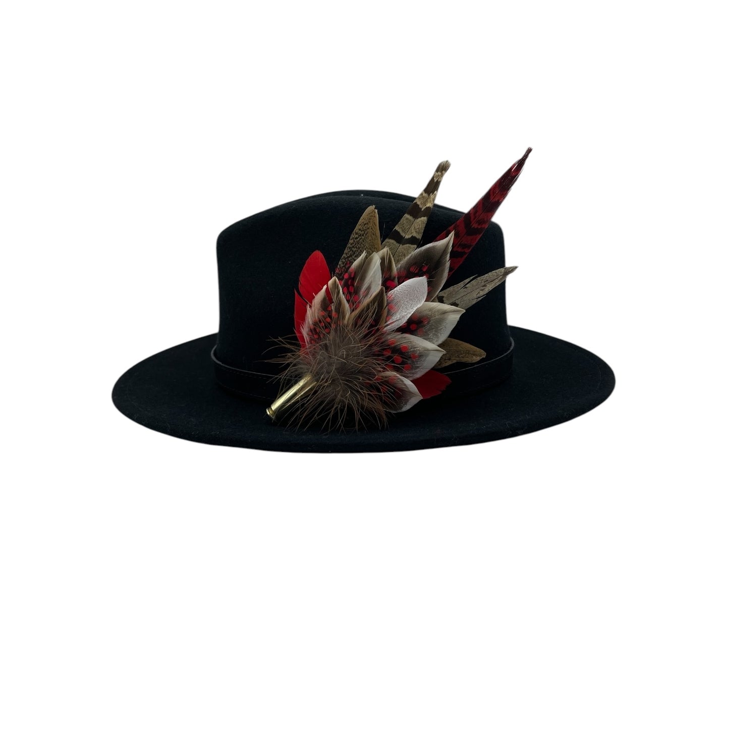 Red & Natural Feather Hat Pin (CFP780)