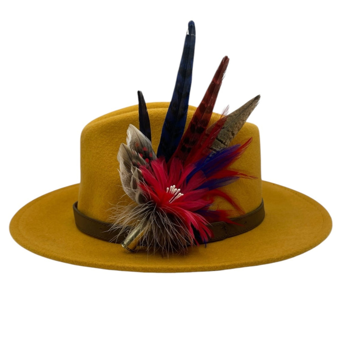 Red, Navy & Natural Feather Hat Pin (CFP783)