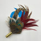 Peacock, Wine, Blue & Natural Feather Hat Pin (CFP288)