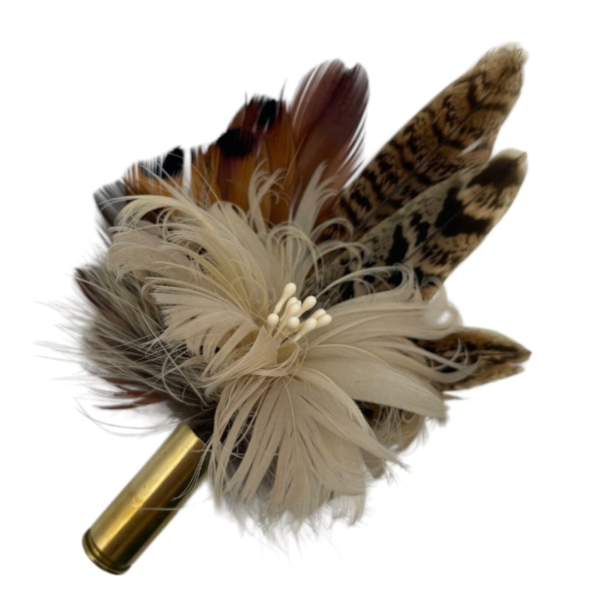 Coffee & Cream Natural Feather Hat Pin (CFP643)