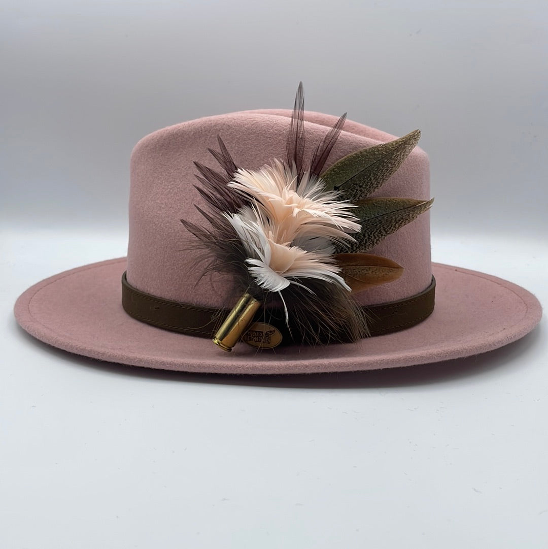 Peach, Brown & Natural Feather Hat Pin (CFP408)