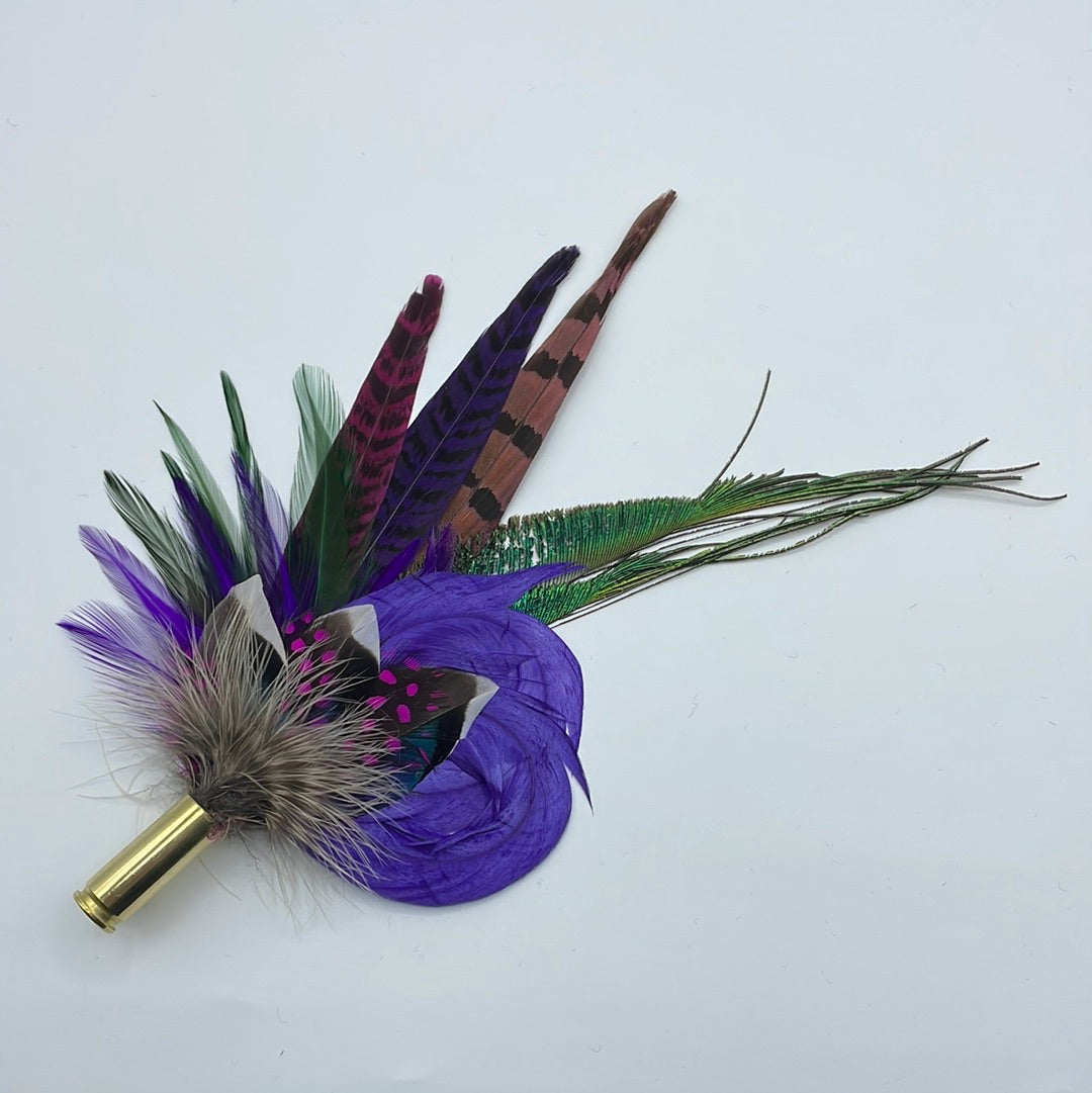 Purple, Cerise & Natural Feather Hat Pin (CFP342)