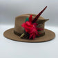 Red, Green & Natural Feather Hat Pin (CFP407)