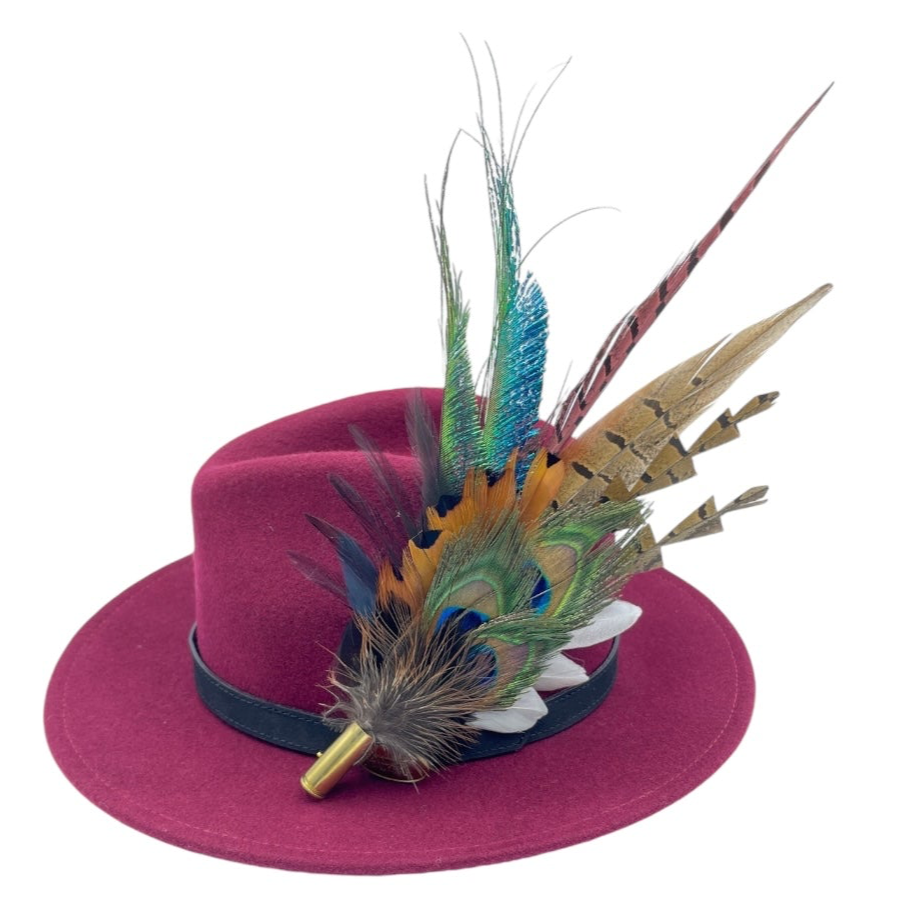 Pink & Natural Feather Hat Pin (CFP686)