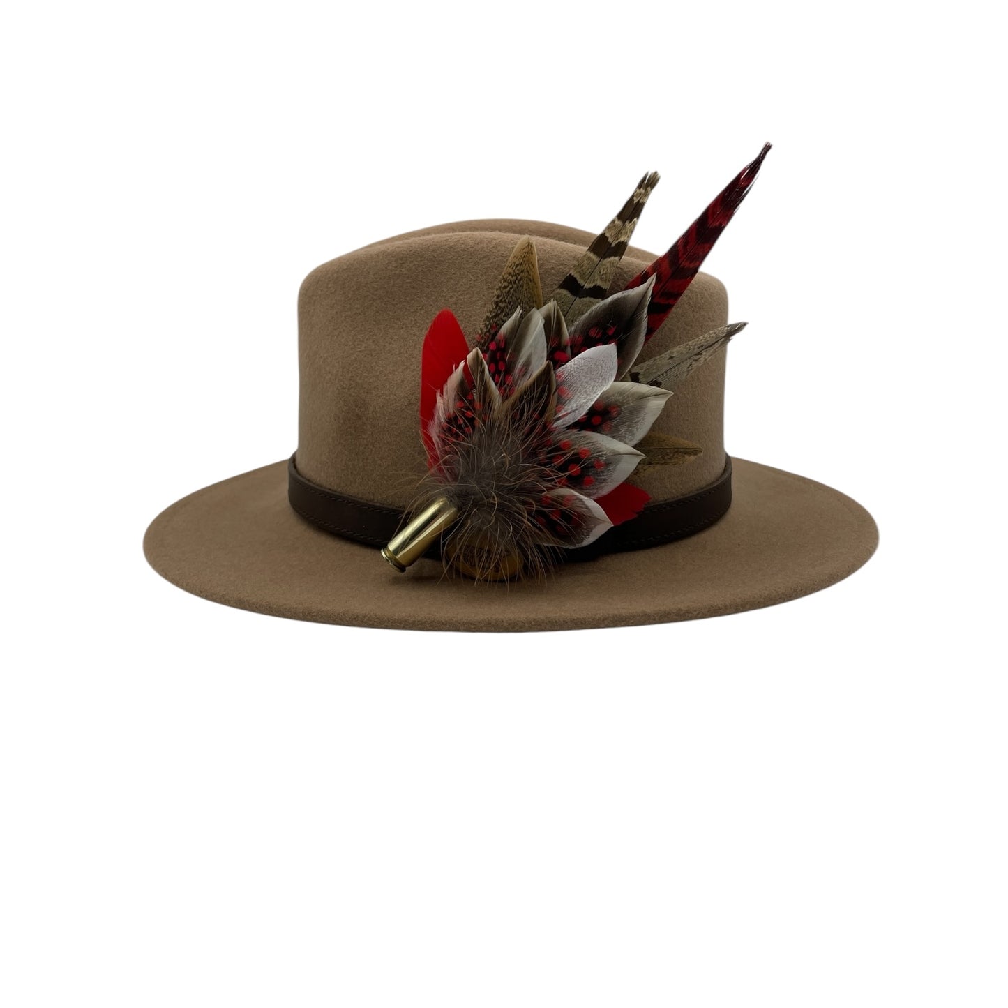 Red & Natural Feather Hat Pin (CFP780)