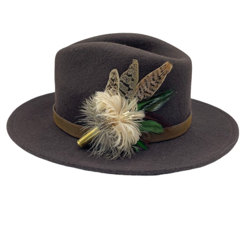 Cream, Green & Natural Feather Hat Pin (CFP645)