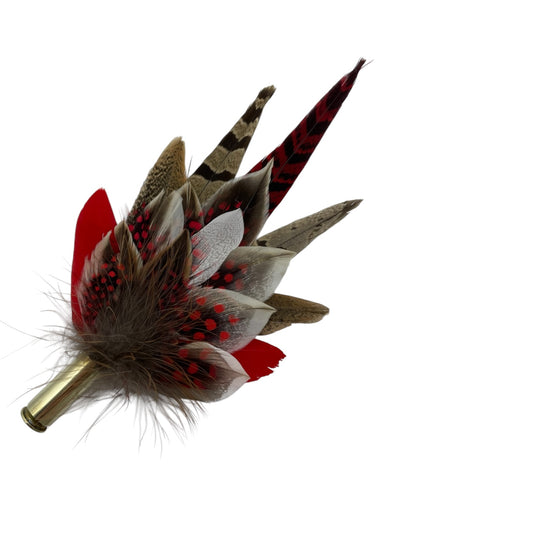 Red & Natural Feather Hat Pin (CFP780)