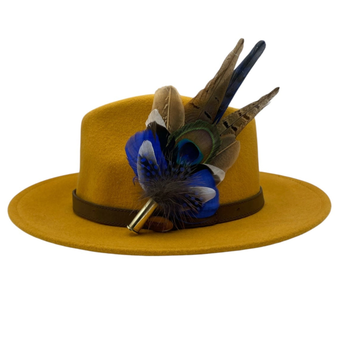 Blue & Natural Feather Hat Pin (CFP782)