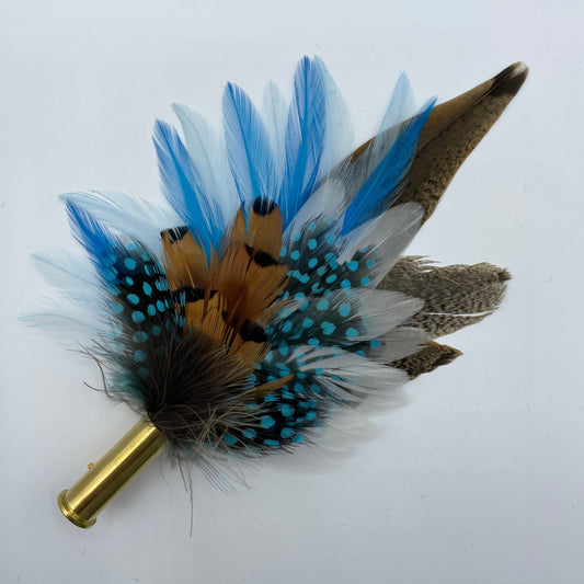 Turquoise & Natural Feather Hat Pin (CFP520)