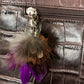 Purple & Natural Feather Handbag Charm (CFHC6041)