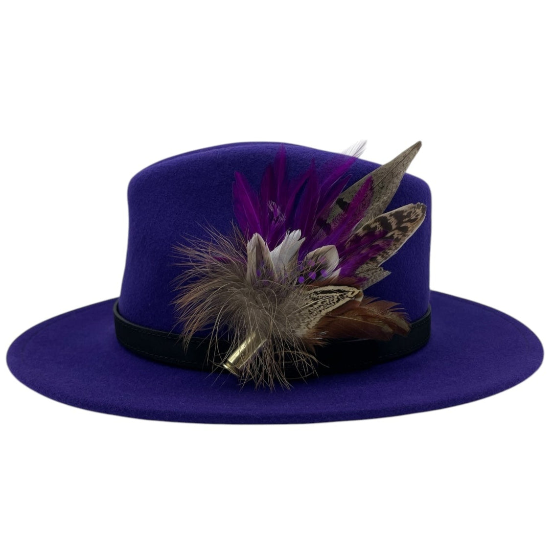 Purple & Natural Feather Hat Pin (CFP781)