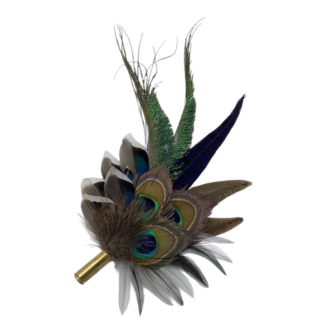 Blue & Natural Feather Hat Pin (CFP683)