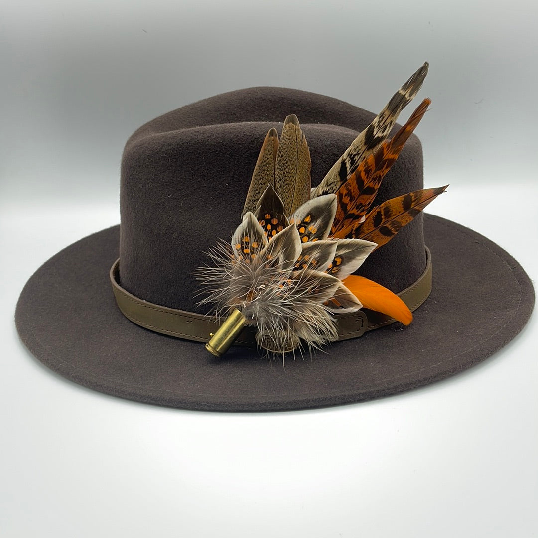 Orange & Natural Feather Hat Pin (CFP325)