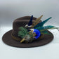 Peacock, Blue & Natural Feather Hat Pin (CFP346)