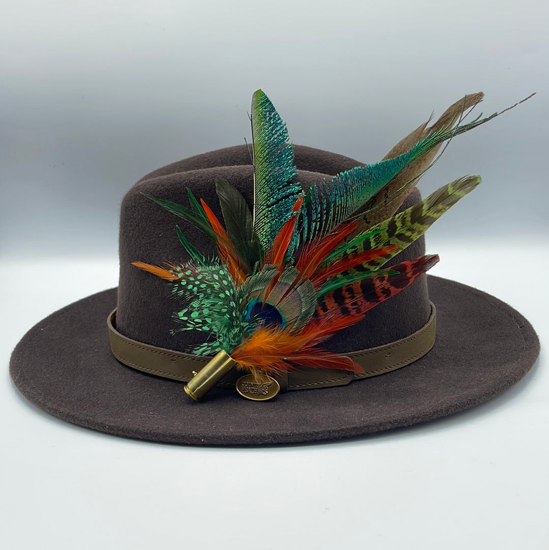 Peacock, Teal & Rust Feather Hat Pin (CFP341)