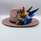 Peach, Coffee, Turquoise & Blue Feather Hat Pin (CFP405)