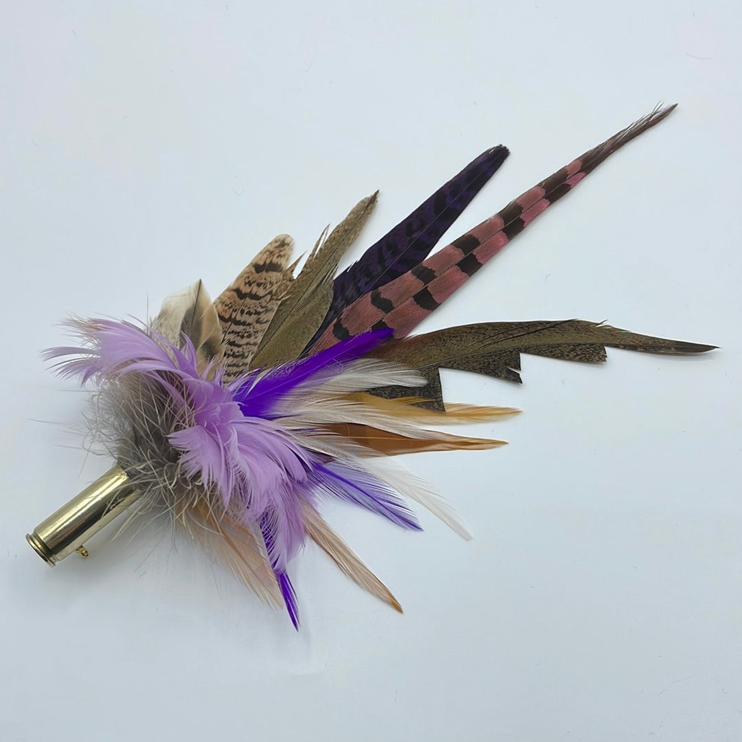 Pink & Natural Feather Hat Pin (CFP347)