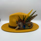 Peacock, Mustard & Natural Feather Hat Pin (CFP337)