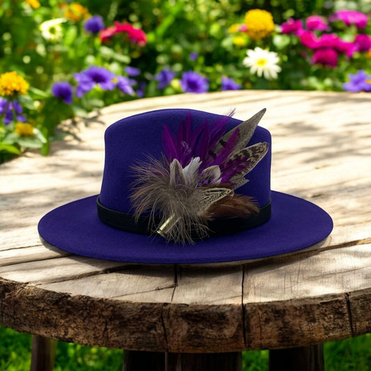 Purple & Natural Feather Hat Pin (CFP781)