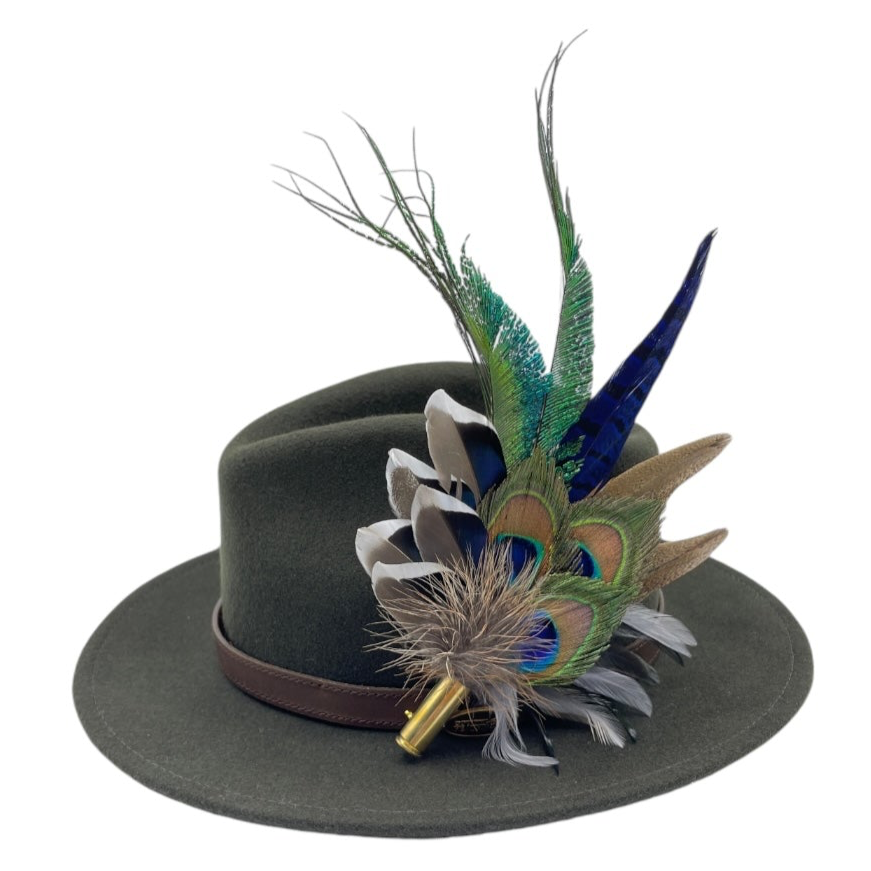 Blue & Natural Feather Hat Pin (CFP683)