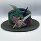 Peacock & Pale Pink Feather Hat Pin (CFP381)