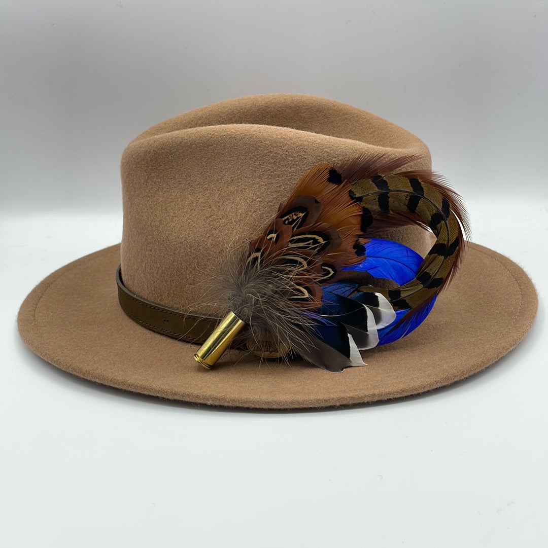 Royal Blue & Natural Feather Hat Pin (CFP276)