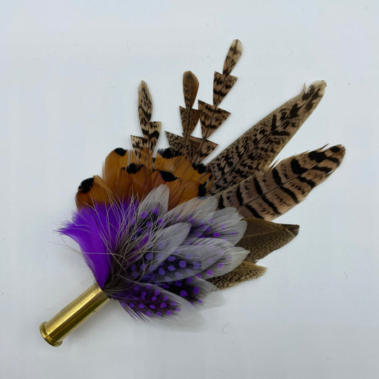 Purple & Natural Feather Hat Pin (CFP562)