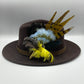 Light Blue, Yellow & Natural Feather hat Pin (CFP327)  - Reduced Ex-Display