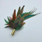 Peacock, Teal, Rust & Natural Feather Hat Pin (CFP359)