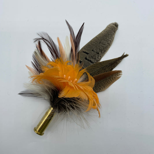 Orange & Natural Feather Hat Pin (CFP539)